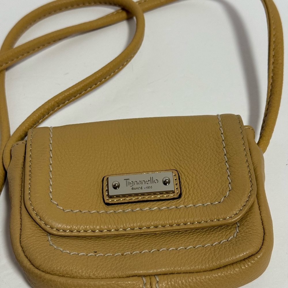 Tignanello Honey Beige Leather Crossbody Bag